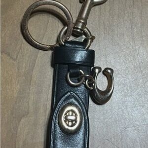 Coach Black Leather Key Holder with Gold Accents